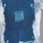 A close up image of the cyanotype clothing series